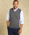 This striped sweater vest from Tommy Hilfiger layers your look with preppy polish.
