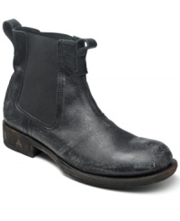 Is casual chic missing from your collection of men's boots? Distressed leather and comfortable side gores make these vintage-inspired Chelsea boots for men a must-have for your out of office lineup. Is casual chic missing from your collection of men's boots? Distressed leather and comfortable side gores make these vintage-inspired Chelsea boots for men a must-have for your out of office lineup.