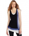 BCBGMAXAZRIA Women's Clyde Layered Front Tank Top, Black Combo, Large