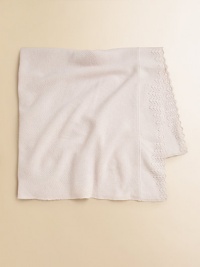 Rendered in an indulgent wool-cashmere blend, this charming blanket with scalloped edges provides soft and cozy coverage for baby.Scalloped edges33 X 29Wool/CashmereDry cleanImported Rendered in an indulgent wool-cashmere blend, this charming blanket with scalloped edges provides soft and cozy coverage for baby.Scalloped edges33 X 29Wool/CashmereDry cleanImported