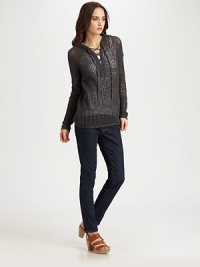 Hooded go-to with dropped shoulders, open stitching and a lace-up v-neck. Lace-up v-neckAttached hoodDropped shouldersRolled hem70% cotton/30% linenDry cleanImportedModel shown is 5'10 (177cm) wearing US size Small. Hooded go-to with dropped shoulders, open stitching and a lace-up v-neck. Lace-up v-neckAttached hoodDropped shouldersRolled hem70% cotton/30% linenDry cleanImportedModel shown is 5'10 (177cm) wearing US size Small.