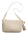 Keep your cool with a gorgeous quilted design from BCBGMAXAZRIA. A long strap shoulder bag with glimmering goldtone hardware and fun tassel detail belongs in every girl's collection.
