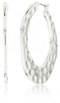 Nine West Silver-Tone Plated Hammered Textured Click-It Hoop Earrings Nine West Silver-Tone Plated Hammered Textured Click-It Hoop Earrings