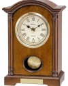 Bulova Dalton Chiming Pendulum Table Clock - Walnut Finish - Gold-Tone Accents