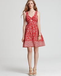Sweeten up your summer wardrobe with Nanette Lepore's cherry-print dress. In a ladylike length and classic color way, this pretty piece loves straw wedges and oversized shades. Sweeten up your summer wardrobe with Nanette Lepore's cherry-print dress. In a ladylike length and classic color way, this pretty piece loves straw wedges and oversized shades.