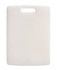 Streamline the look of your kitchen with the simple, tasteful appeal of this white cutting board. Stain-resistant, dishwasher-safe and reversible, this poly board takes on all the prep work with clean lines and a versatile size that has just the right amount of space for all of your tasks. Limited lifetime warranty. Streamline the look of your kitchen with the simple, tasteful appeal of this white cutting board. Stain-resistant, dishwasher-safe and reversible, this poly board takes on all the prep work with clean lines and a versatile size that has just the right amount of space for all of your tasks. Limited lifetime warranty.
