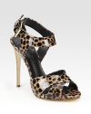 Patent leather design in a lavish leopard print, finished with an adjustable ankle strap. Stacked heel, 4½ (115mm)Patent leather upperLeather lining and solePadded insoleMade in Italy