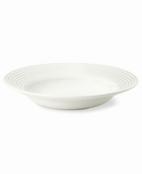 Dine with Wickford dinnerware and tie in timeless sophistication with every meal. This versatile white porcelain pasta/rim soup bowl has a contemporary shape embossed with a twisting rope design. Dine with Wickford dinnerware and tie in timeless sophistication with every meal. This versatile white porcelain pasta/rim soup bowl has a contemporary shape embossed with a twisting rope design.