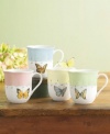 Let your creativity shine through with these mix-and-match Butterfly Meadow mugs. With four different floral and butterfly patterns, this collection creates a sweetly romantic, customized morning coffee experience.