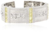 Judith Ripka Estate Wide Estate with Baguettes Cuff Bracelet Judith Ripka Estate Wide Estate with Baguettes Cuff Bracelet