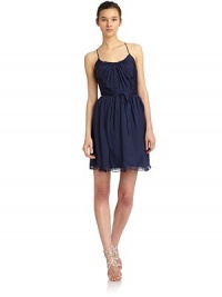 THE LOOKGathered necklineTies wrap around waist and tie at backCutout backCrisscross back strapsInvisible back zip with hook-and-eye closureGathered at seamed waistFlared bottom hemTHE FITAbout 20 from natural waistTHE MATERIALSilkFully linedCARE & ORIGINDry cleanImportedModel shown is 5'10 (177cm) wearing US size 4. THE LOOKGathered necklineTies wrap around waist and tie at backCutout backCrisscross back strapsInvisible back zip with hook-and-eye closureGathered at seamed waistFlared bottom hemTHE FITAbout 20 from natural waistTHE MATERIALSilkFully linedCARE & ORIGINDry cleanImportedModel shown is 5'10 (177cm) wearing US size 4.