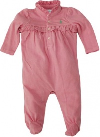 Ralph Lauren Layette Girl's Ruffle Collar Coverall (6 Month, Course Pink) Ralph Lauren Layette Girl's Ruffle Collar Coverall (6 Month, Course Pink)