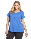 Hue Sleepwear Women's Plus-Size Short Sleeve Henley Sleep Tee