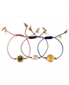 Restrained chic. The charm bracelets RACHEL Rachel Roy's set feature stylish glass charms along colorful wax cotton cords for a fashion-forward look. Bracelets adjust to fit wrist. Approximate length: 1/2 - 8 inches. Approximate diameter: 3/4 inch.