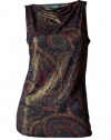 Ralph Lauren Women's Metalic Black Multi Paisley Sleeveless Top