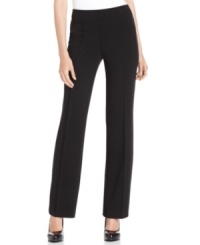 Get the look of a structured pant with the ease and comfort of pull-on style with these chic ponte-knit trousers from Calvin Klein. Get the look of a structured pant with the ease and comfort of pull-on style with these chic ponte-knit trousers from Calvin Klein.