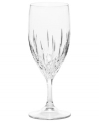 Set a table with enduring appeal. This classically elegant glass features intricately cut facets and graceful lines. Iced beverage shown second from right. Set a table with enduring appeal. This classically elegant glass features intricately cut facets and graceful lines. Iced beverage shown second from right.
