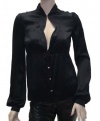 Roberto Cavalli Womens Top Blouse Shirt Black Silk, 38, Black