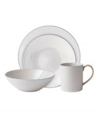 Less is more. Make a big statement with the minimalist shapes and limestone-white hue of Nature's Canvas place settings by Wedgwood. Durable stoneware with turquoise trim and a half-glazed, half-matte finish boasts cool, modern appeal. Less is more. Make a big statement with the minimalist shapes and limestone-white hue of Nature's Canvas place settings by Wedgwood. Durable stoneware with turquoise trim and a half-glazed, half-matte finish boasts cool, modern appeal.