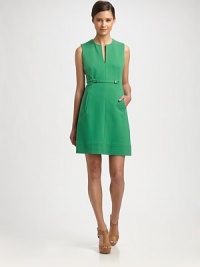 An instantly mod silhouette with a center gathered waist and dual front pockets. Split jewelneckWide shoulder strapsSleevelessCenter seamingCenter waist detailFront slash pocketsHidden side zip closureAbout 18 from natural waist71% viscose/23% polyamide/6% elastaneDry cleanImportedModel shown is 5'9 (175cm) wearing US size 4. An instantly mod silhouette with a center gathered waist and dual front pockets. Split jewelneckWide shoulder strapsSleevelessCenter seamingCenter waist detailFront slash pocketsHidden side zip closureAbout 18 from natural waist71% viscose/23% polyamide/6% elastaneDry cleanImportedModel shown is 5'9 (175cm) wearing US size 4.
