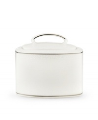 Express the best of taste at the table. Lustrous banded details add a crisp, clean finish to the white china sugar bowl. Express the best of taste at the table. Lustrous banded details add a crisp, clean finish to the white china sugar bowl.