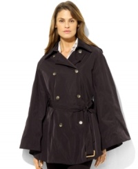 Constructed with a chic, cinchable waist and epaulets at the shoulders, Lauren Ralph Lauren's sophisticated taffeta poncho provides enduringly stylish shelter from the rain. (Clearance) Constructed with a chic, cinchable waist and epaulets at the shoulders, Lauren Ralph Lauren's sophisticated taffeta poncho provides enduringly stylish shelter from the rain. (Clearance)
