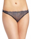 Calvin Klein Women's Eyelash Chantilly Lace Bikini, Stone Lead, Large