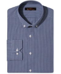 Go for a gingham button-down; this long-sleeved dress shirt from Ben Sherman boasts a becoming slim fit to accompany the handsome pattern. Go for a gingham button-down; this long-sleeved dress shirt from Ben Sherman boasts a becoming slim fit to accompany the handsome pattern.