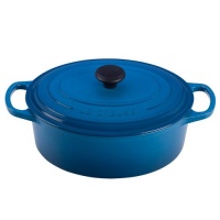 Le Creuset Signature Enameled Cast-Iron 3-1/2-Quart Oval French Oven, Marseille Le Creuset Signature Enameled Cast-Iron 3-1/2-Quart Oval French Oven, Marseille