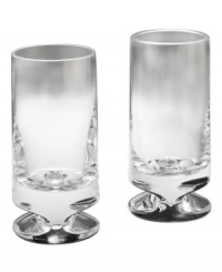 Nambe's new Groove. These brilliant, solid crystal highball glasses refract light and stay put on cinched bases built for stability. Bold, masculine and perfectly at home in modern decor. Nambe's new Groove. These brilliant, solid crystal highball glasses refract light and stay put on cinched bases built for stability. Bold, masculine and perfectly at home in modern decor.
