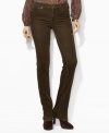 Rendered in luxuriously smooth stretch corduroy, Lauren Jeans Co.'s classic straight-leg pant exudes iconic style.