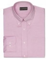 A jolt of color livens up a charcoal suit. This Lauren by Ralph Lauren slim-fit dress shirt will be your new fave.