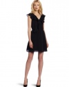 BCBGeneration Women's Double Ruffle Front Dress, Black, Medium