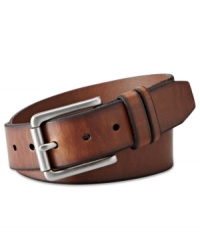 This brown belt from Fossil is easy to pair with khakis or your favorite denim. This brown belt from Fossil is easy to pair with khakis or your favorite denim.