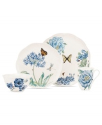 Now in bloom. The Butterfly Meadow Blue place setting from Lenox features the sturdy, scalloped porcelain of original Butterfly Meadow dinnerware but with oversized peonies, roses and other new blossoms in shades of blue. Now in bloom. The Butterfly Meadow Blue place setting from Lenox features the sturdy, scalloped porcelain of original Butterfly Meadow dinnerware but with oversized peonies, roses and other new blossoms in shades of blue.