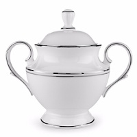 Double bands of platinum set in a distinctive Lenox pattern are an elegant accompaniment to your favorite recipes. Double bands of platinum set in a distinctive Lenox pattern are an elegant accompaniment to your favorite recipes.
