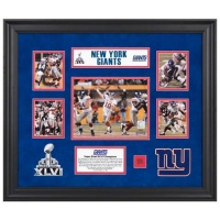 NFL New York Giants Super Bowl XLVI Champions Framed 5-Photo Collage with Game-Used Footbal NFL New York Giants Super Bowl XLVI Champions Framed 5-Photo Collage with Game-Used Footbal
