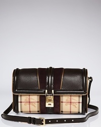 A checked motif lends easy elegance to this compact Burberry handbag, subtly detailed with a gleaming turnlock closure.