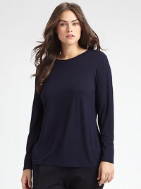 Buttery knit jersey makes for the perfect layering piece.Crewneck Long sleeves About 26½ from shoulder to hem 94% viscose/6% elastane Hand wash Imported of Italian fabric Buttery knit jersey makes for the perfect layering piece.Crewneck Long sleeves About 26½ from shoulder to hem 94% viscose/6% elastane Hand wash Imported of Italian fabric