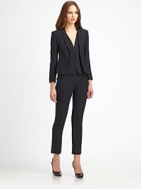 This cropped, skinny-fit style is banded with crisp, slimming pinstripes.Self waistbandZip fly with hook-and-bar closureInseam, about 28Viscose/wool/elastaneDry cleanImportedModel shown is 5'11 (180cm) wearing US size 2. This cropped, skinny-fit style is banded with crisp, slimming pinstripes.Self waistbandZip fly with hook-and-bar closureInseam, about 28Viscose/wool/elastaneDry cleanImportedModel shown is 5'11 (180cm) wearing US size 2.