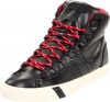 Pro-Keds Men's Royal Plus Hi D-Ring Sneaker, Black/Red, 10.5 M US