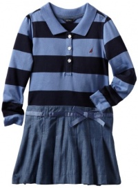 Nautica Sportswear Kids Baby-girls Infant Long Sleeve Striped Rugby Top With Attached Chambray Skirt, Cadet Blue, 24 Months Nautica Sportswear Kids Baby-girls Infant Long Sleeve Striped Rugby Top With Attached Chambray Skirt, Cadet Blue, 24 Months