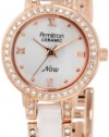 Armitron Women's 75/3919WTRG White Ceramic Rosegold-Tone Swarovski Crystal Accented Bracelet Watch