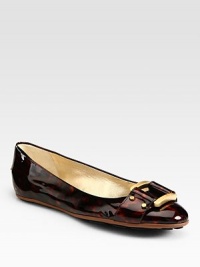 From the 24:7 Collection. Shiny, patent leather ballet flat updated by an exotic tortoise print and front buckle. Printed patent leather upperLeather liningRubber solePadded insoleMade in ItalyOUR FIT MODEL RECOMMENDS ordering true size. From the 24:7 Collection. Shiny, patent leather ballet flat updated by an exotic tortoise print and front buckle. Printed patent leather upperLeather liningRubber solePadded insoleMade in ItalyOUR FIT MODEL RECOMMENDS ordering true size.