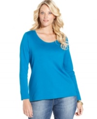 Enjoy the sumptuous feel of Charter Club's long sleeve plus size top, crafted from Pima cotton-- snag all the colors at an Everyday Value price! Enjoy the sumptuous feel of Charter Club's long sleeve plus size top, crafted from Pima cotton-- snag all the colors at an Everyday Value price!