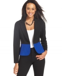 Infuse a touch of on-trend colorblocking to your office wardrobe with this fitted blazer from AGB. Infuse a touch of on-trend colorblocking to your office wardrobe with this fitted blazer from AGB.