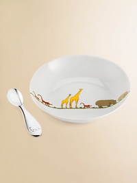An adorable set destined for a special place in your family for decades to come. Whimsical hippos, giraffes and monkeys enrich a fine porcelain bowl, while a hippo details the gleaming silver spoon. From the Savane collection Bowl, 7¼ diam. Spoon, 5 long Bowl is dishwasher safe Made in France An adorable set destined for a special place in your family for decades to come. Whimsical hippos, giraffes and monkeys enrich a fine porcelain bowl, while a hippo details the gleaming silver spoon. From the Savane collection Bowl, 7¼ diam. Spoon, 5 long Bowl is dishwasher safe Made in France