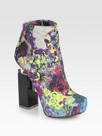 Blossoming florals in vivid hues form this cotton silhouette, heightened by an architectural lucite heel. Lucite heel, 4½ (115mm)Hidden platform, 1 (25mm)Compares to a 3½ heel (90mm)Crepe cotton upperSide zipLeather lining and solePadded insoleMade in Italy Blossoming florals in vivid hues form this cotton silhouette, heightened by an architectural lucite heel. Lucite heel, 4½ (115mm)Hidden platform, 1 (25mm)Compares to a 3½ heel (90mm)Crepe cotton upperSide zipLeather lining and solePadded insoleMade in Italy