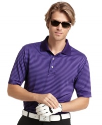 Make the day's outside activities predictably comfortable with this Izod polo shirt featuring moisture wicking and a UV finish for sun protection. Make the day's outside activities predictably comfortable with this Izod polo shirt featuring moisture wicking and a UV finish for sun protection.