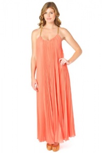 BCBGMAXAZRIA Women's Edita Sunburst Pleated Maxi Dress, Tangelo Orange, Medium BCBGMAXAZRIA Women's Edita Sunburst Pleated Maxi Dress, Tangelo Orange, Medium